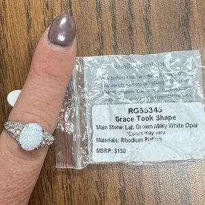 BP size 7 Lab Grown Milky White Opal Ring